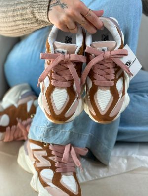 Tênis Feminino 9060 Caramelo com Rosê – Casual Confortável