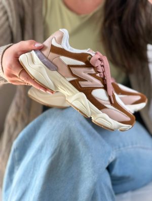 Tênis Feminino 9060 Caramelo com Rosê – Casual Confortável